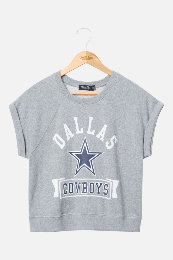 Junk Food Women's Cowboys Raglan Fleece Tank in Heather Grey