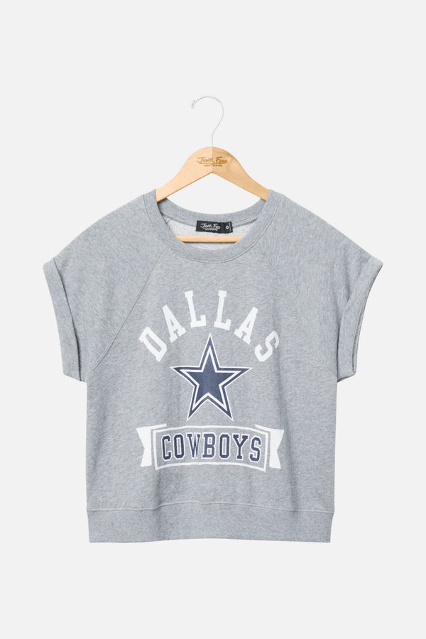 Junk Food Women's Cowboys Raglan Fleece Tank in Heather Grey