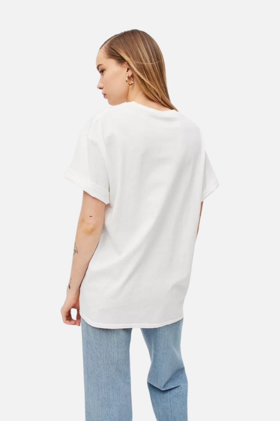 Junk Food Women's Giddy Up Snoopy Tee in White – side view