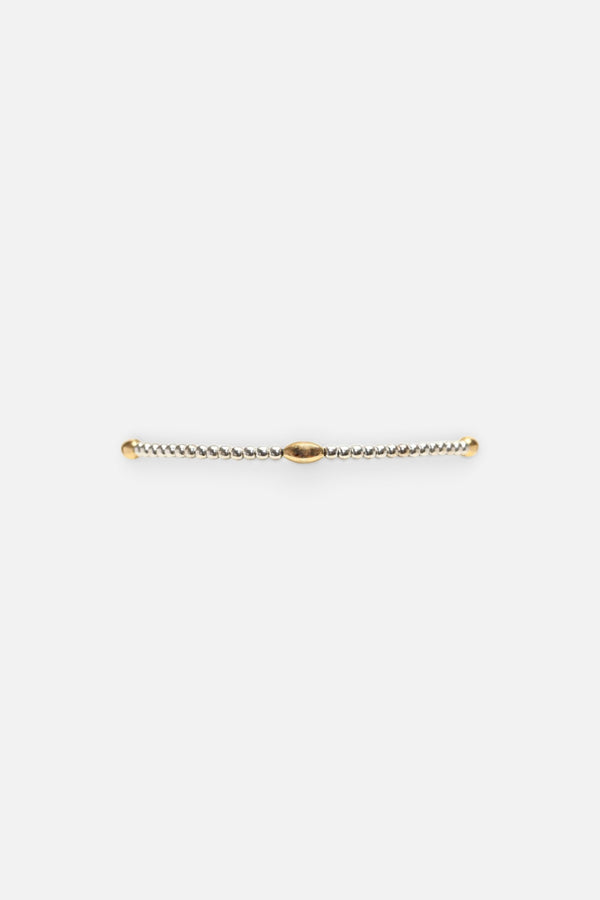 Karen Lazar 2mm Sterling Silver Bracelet With Yellow Gold Orzo Pattern