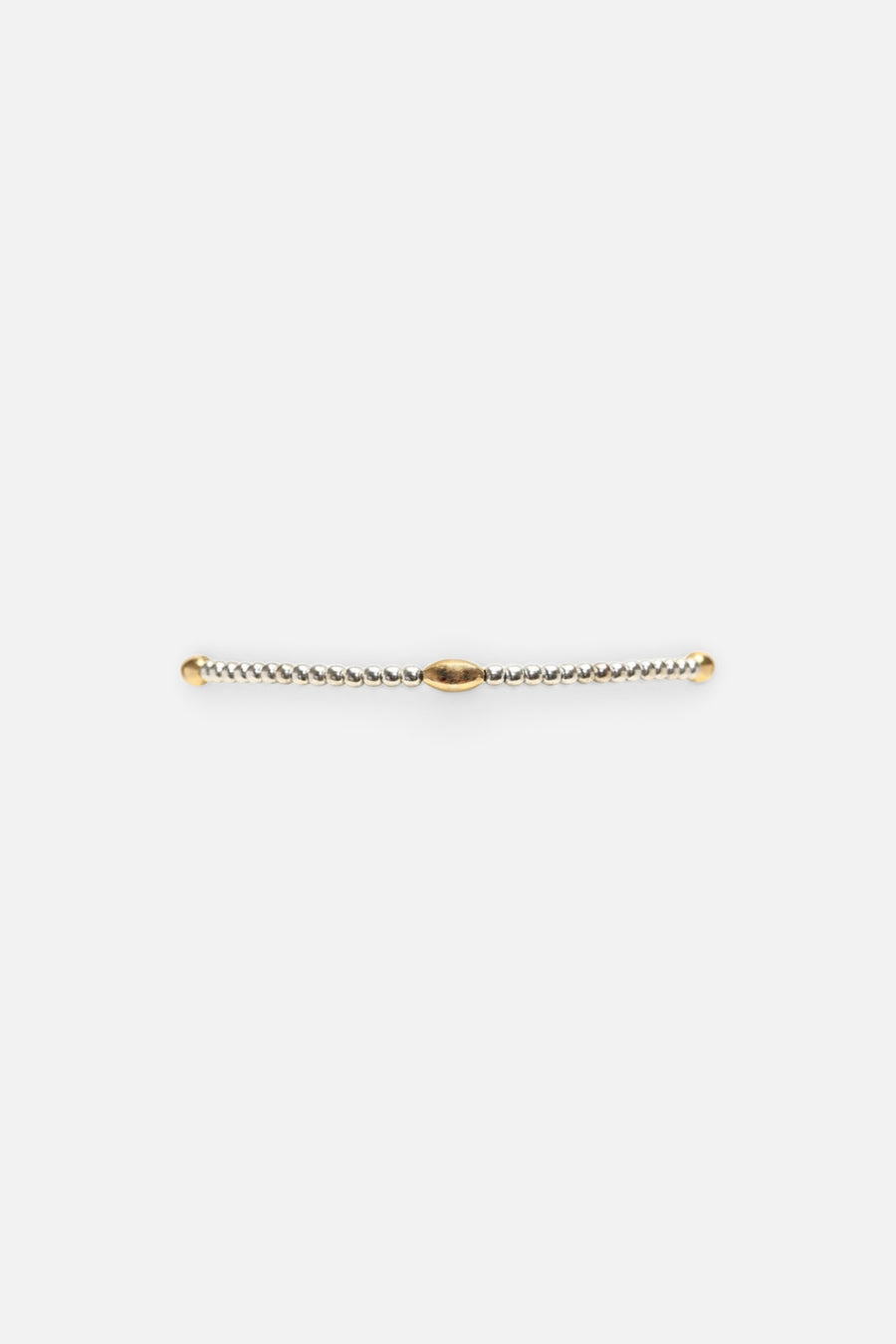 Karen Lazar 2mm Sterling Silver Bracelet With Yellow Gold Orzo Pattern – front view