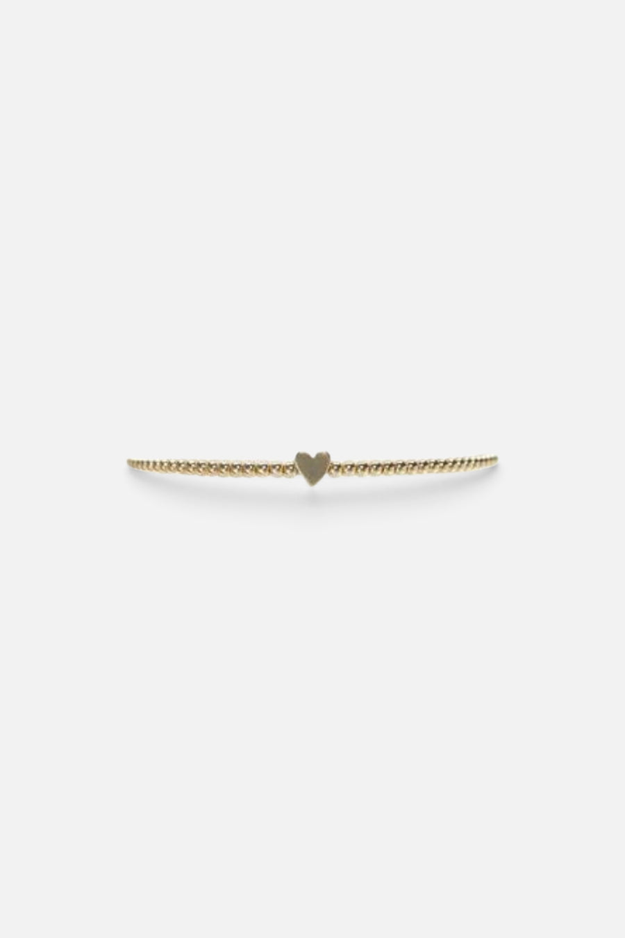 Karen Lazar 2mm Yellow Gold Filled Bracelet With 14K Heart Bead – front view