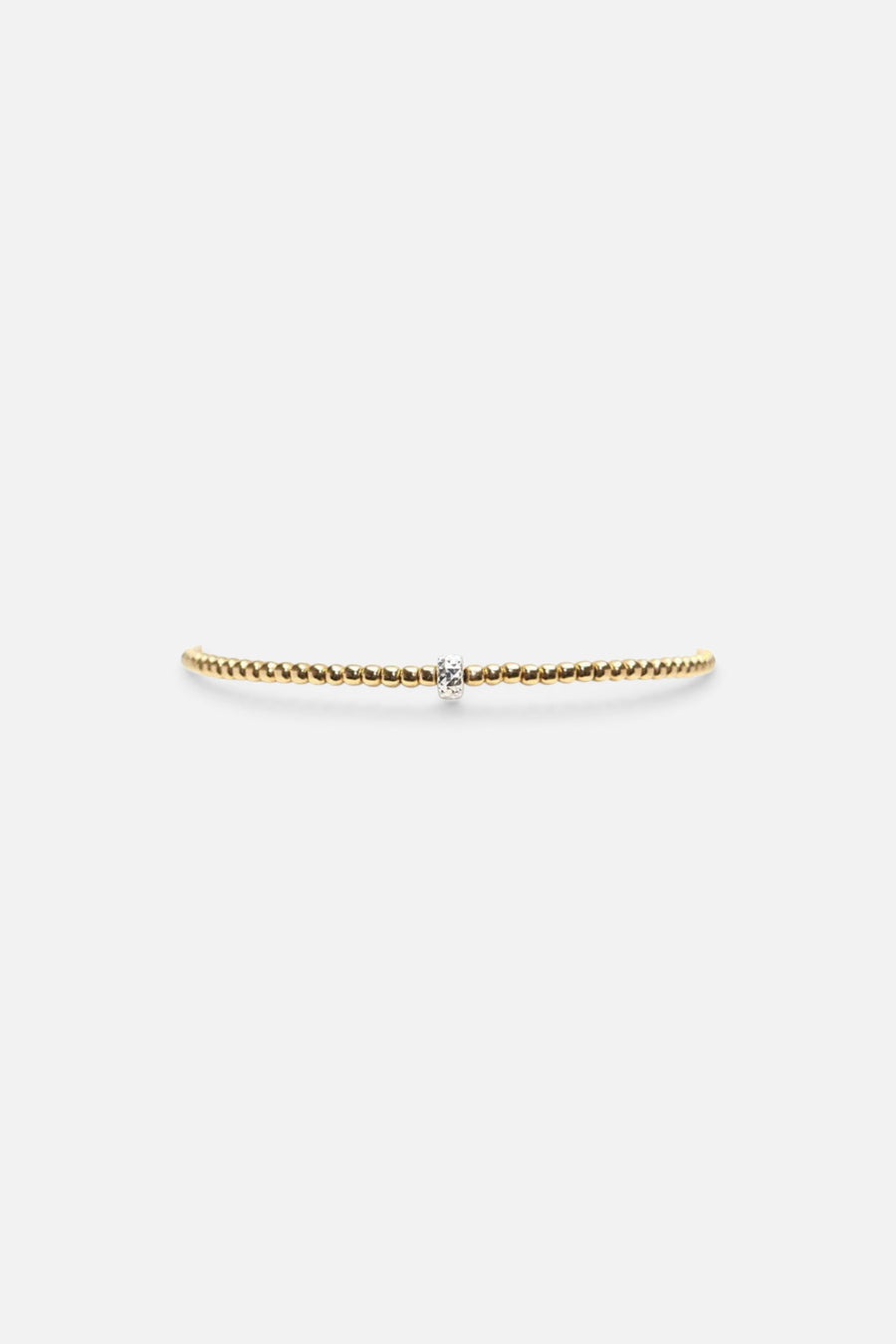 Karen Lazar 2mm Yellow Gold Filled Bracelet With Large Sterling Silver Rondelle Pattern – front view