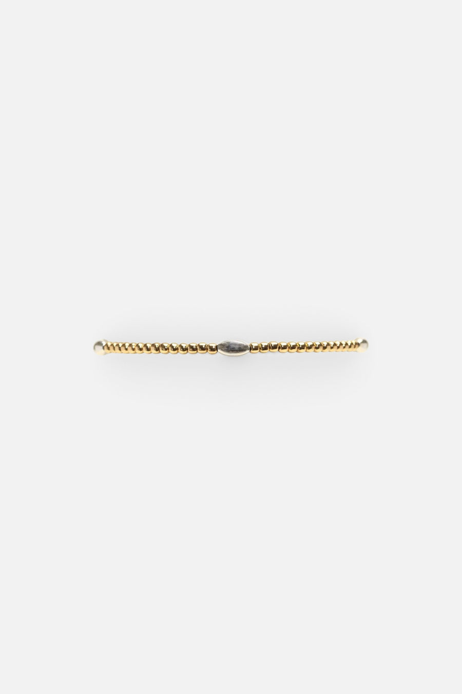 Karen Lazar 2mm Yellow Gold Filled Bracelet with Sterling Silver Orzo Pattern – front view