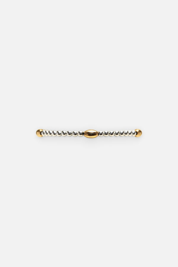 Karen Lazar 3mm Sterling Silver Filled Bracelet With Yellow Gold Orzo Pattern