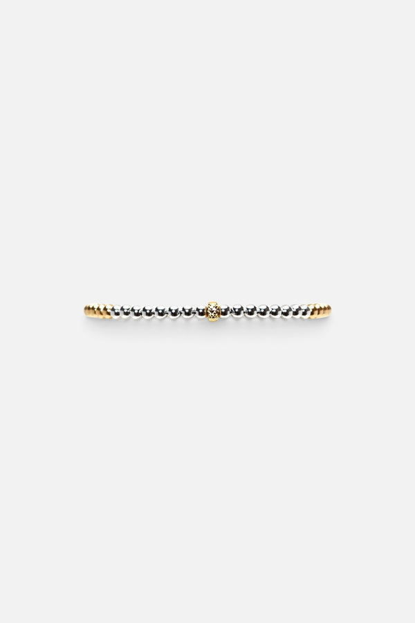 Karen Lazar 3mm Yellow Gold Filled Bracelet with 3mm Sterling Silver and 14K Gold Rondelle