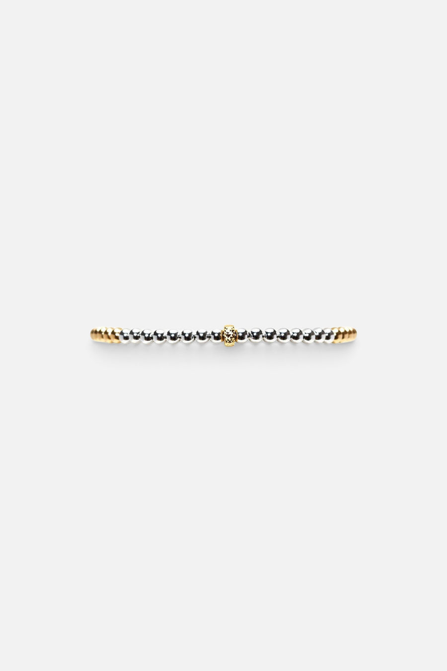 Karen Lazar 3mm Yellow Gold Filled Bracelet With 3mm Sterling Silver And 14K Gold Rondelle – front view