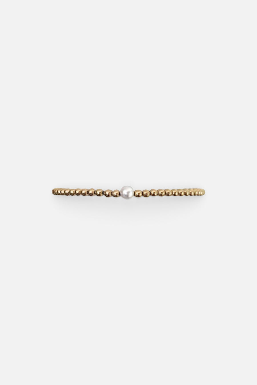 Karen Lazar 3mm Yellow Gold Filled Bracelet With Single Pearl Size 6.25 – front view
