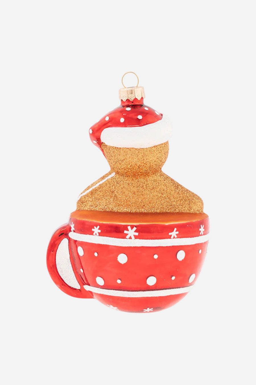 Kat + Annie Gingerbread Man in Hot Chocolate Ornament – back view