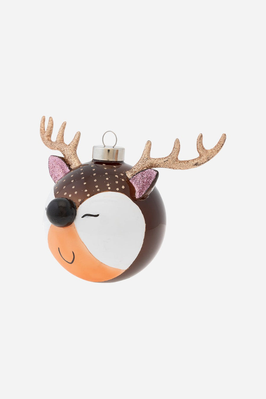Kat + Annie Happy Reindeer Round Ornament – back view