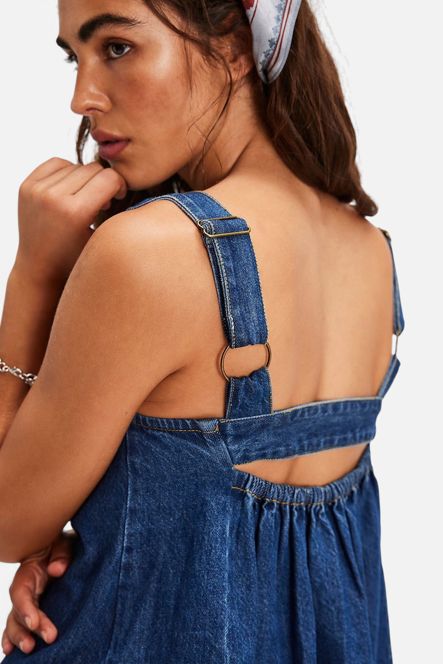 Katie Denim Tunic in Deep Wash – detail