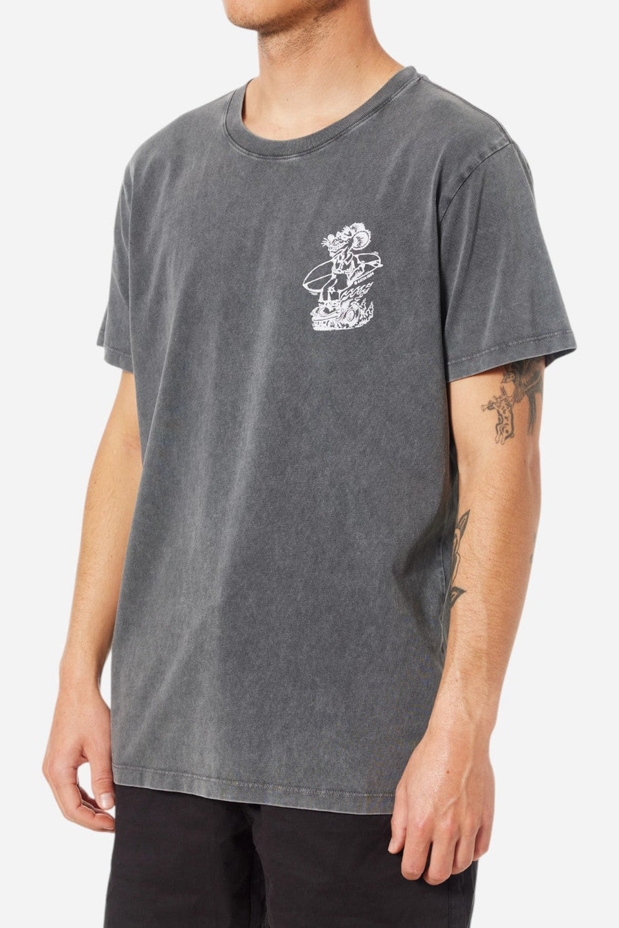 Katin Boogie Tee in Black Sand Wash – on model