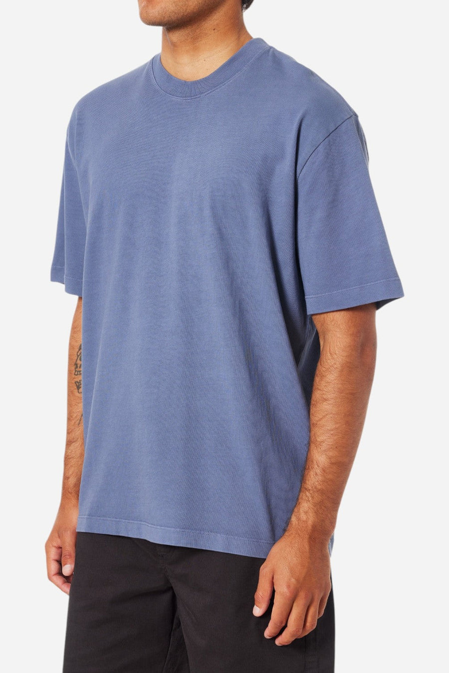 Katin Box Fit Heritage Tee in Dye Blue – on model