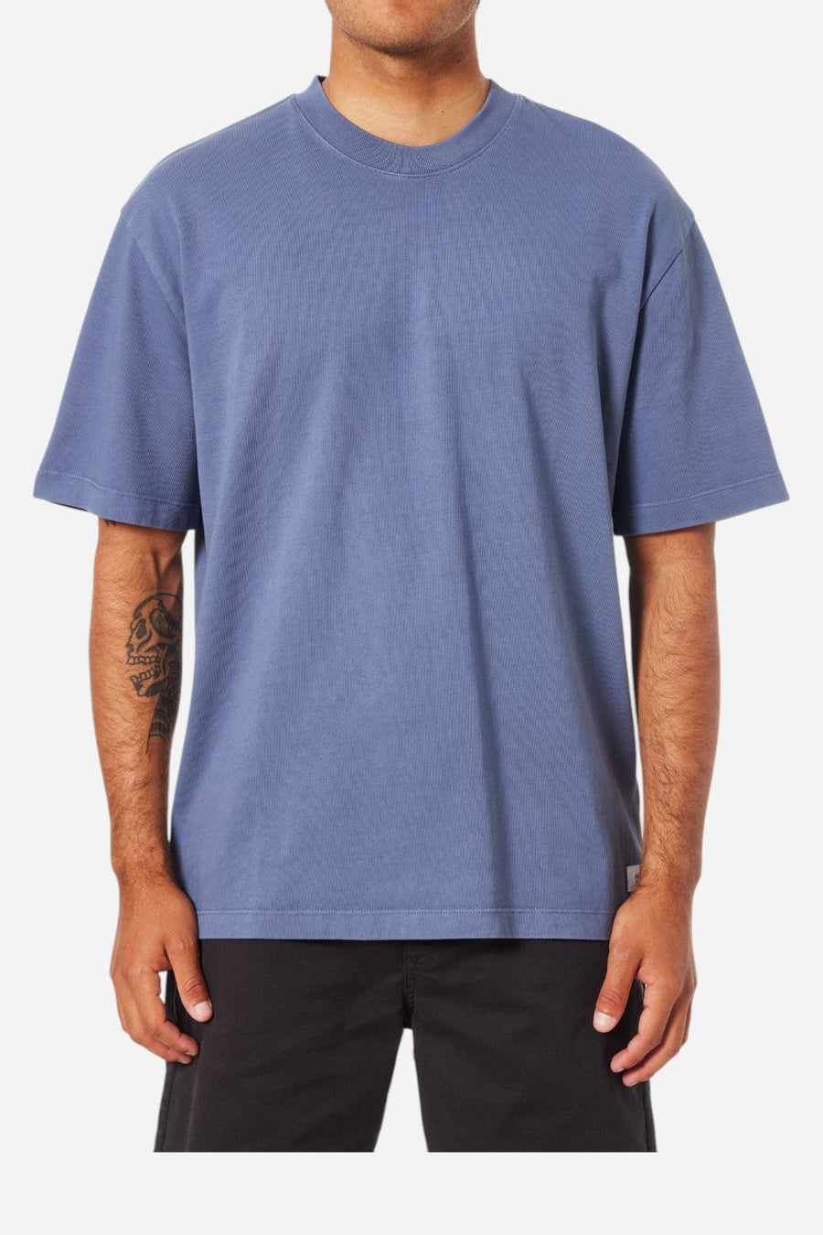 Katin Box Fit Heritage Tee in Dye Blue – on model