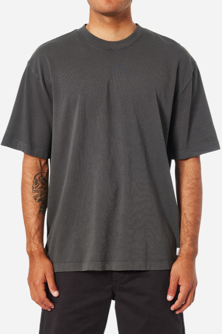 Katin Box Fit Heritage Tee in Pigment Dye Black – back view
