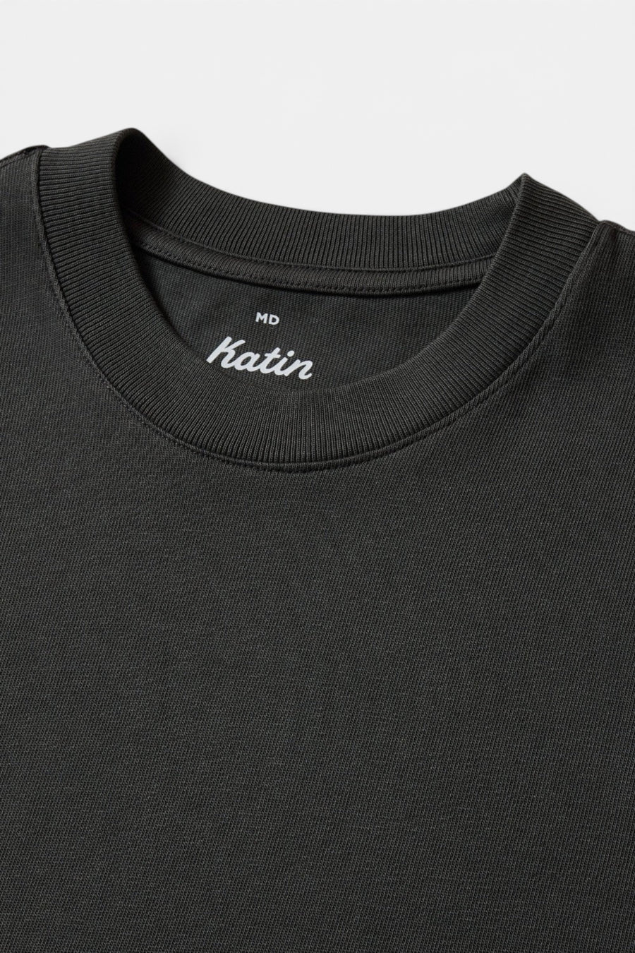 Katin Box Fit Heritage Tee in Pigment Dye Black – flat lay