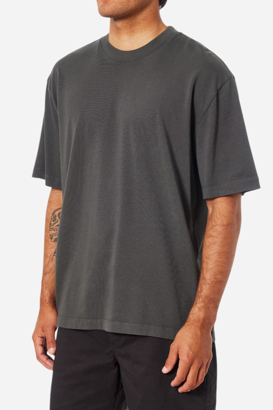 Katin Box Fit Heritage Tee in Pigment Dye Black – side view