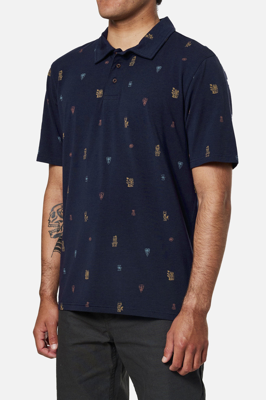 Katin Idol Print Polo Short Sleeve in Polar Navy – back view