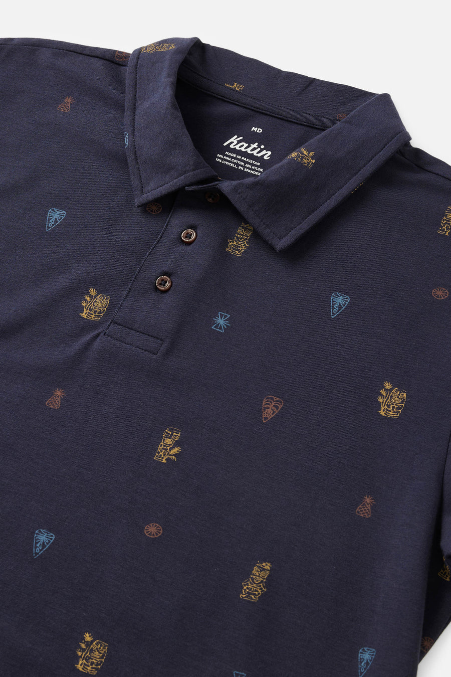 Katin Idol Print Polo Short Sleeve in Polar Navy – detail