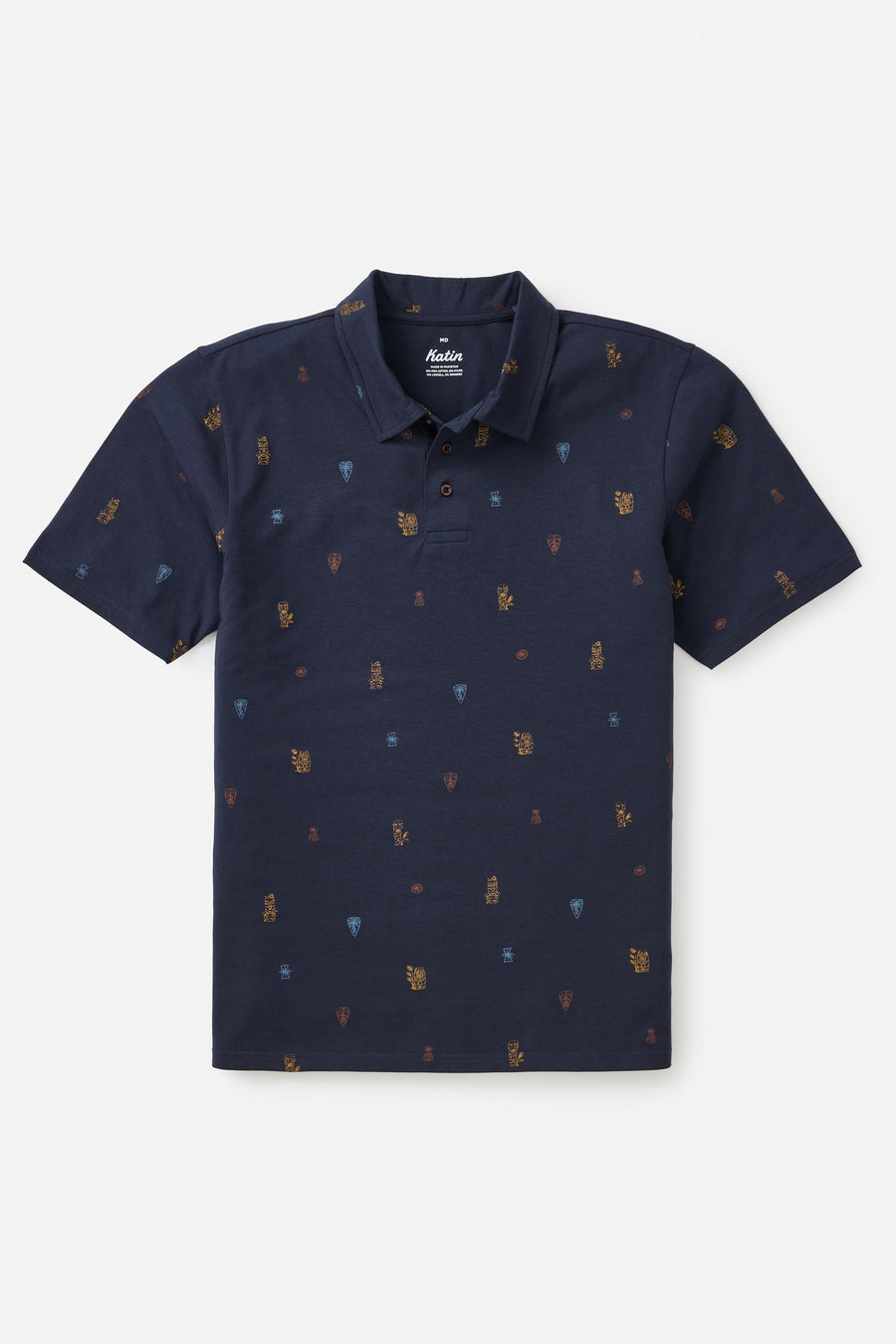Katin Idol Print Polo Short Sleeve in Polar Navy – flat lay