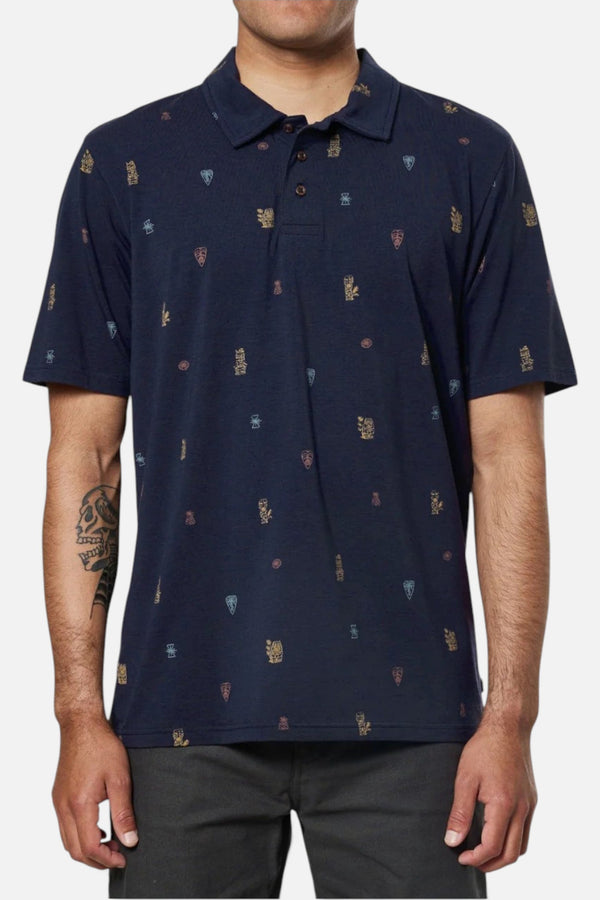 Katin Idol Print Polo Short Sleeve in Polar Navy