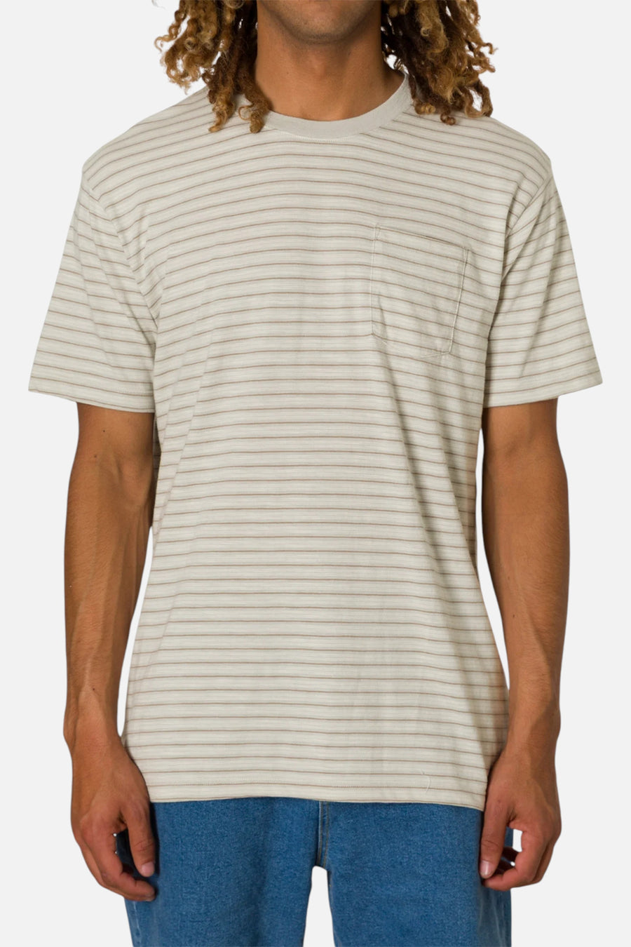 Katin Rural Pocket Tee in Mineral Gray – on model