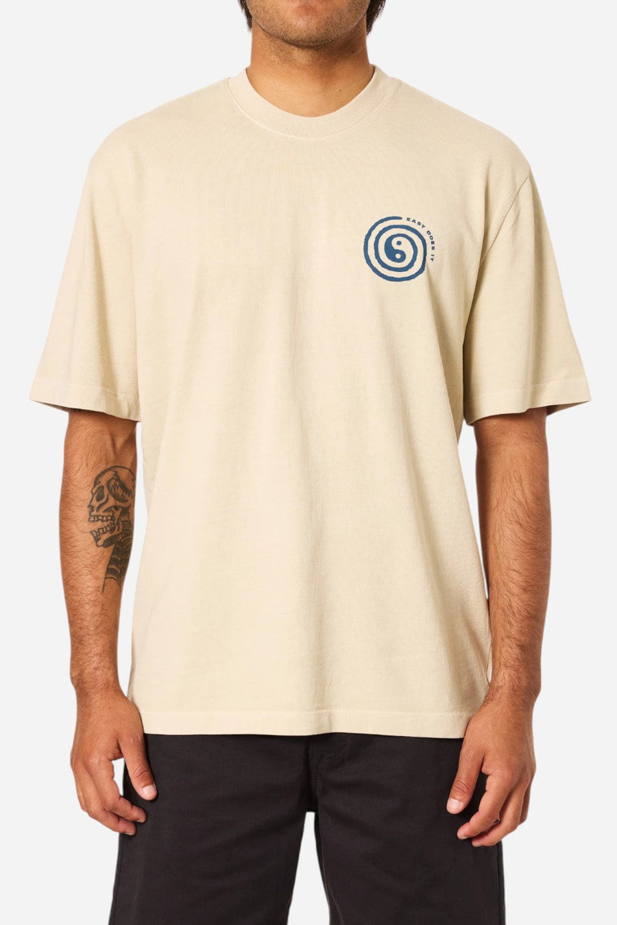 Katin Swirl Relaxed Tee in Pelican Pigment Dye – back view