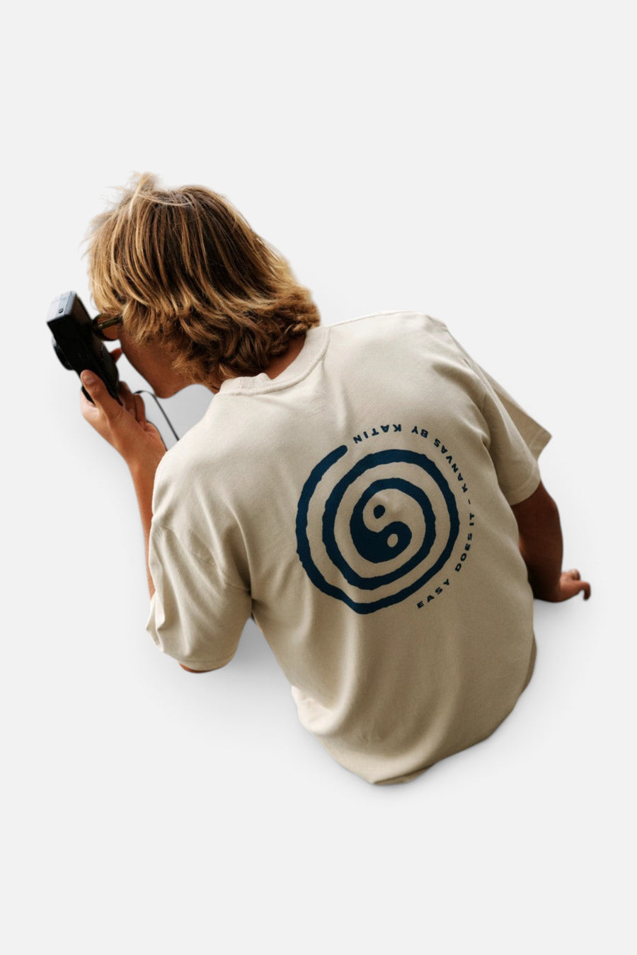 Katin Swirl Relaxed Tee in Pelican Pigment Dye – flat lay