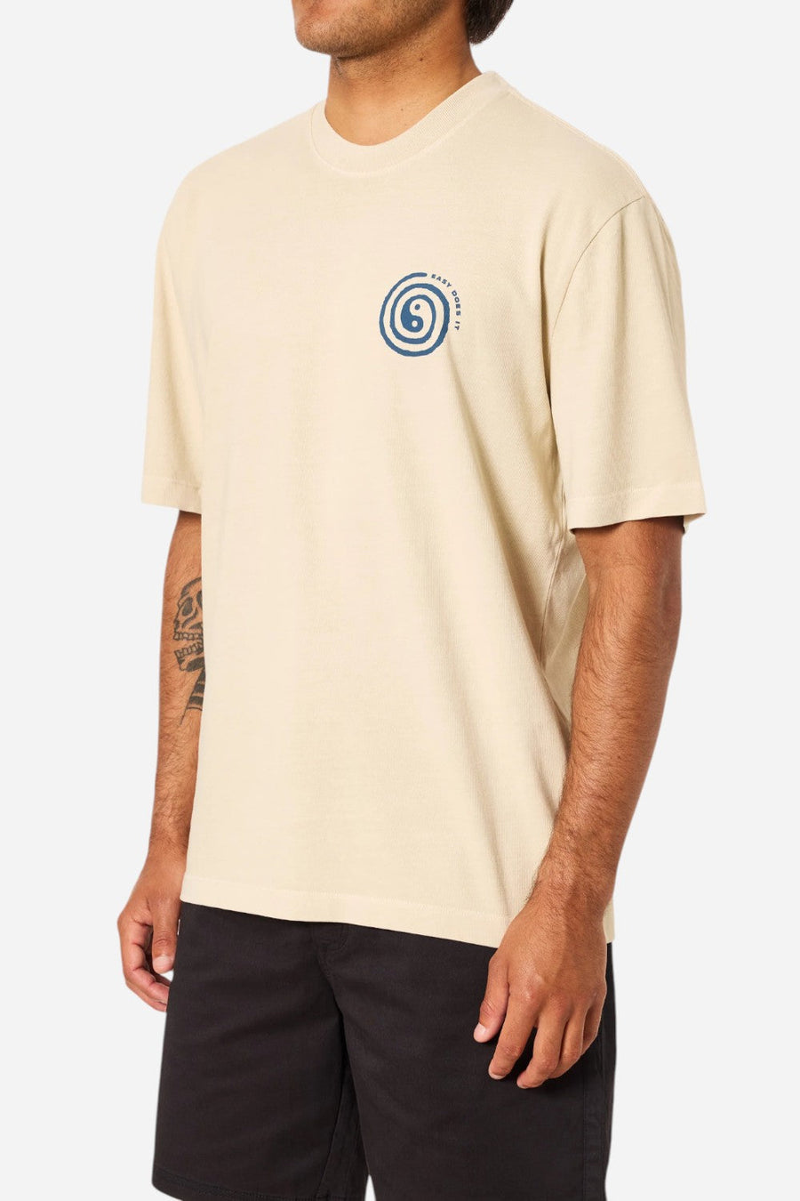 Katin Swirl Relaxed Tee in Pelican Pigment Dye – side view