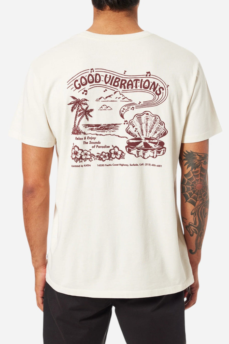 Katin Vibrations Tee in Vintage White – detail