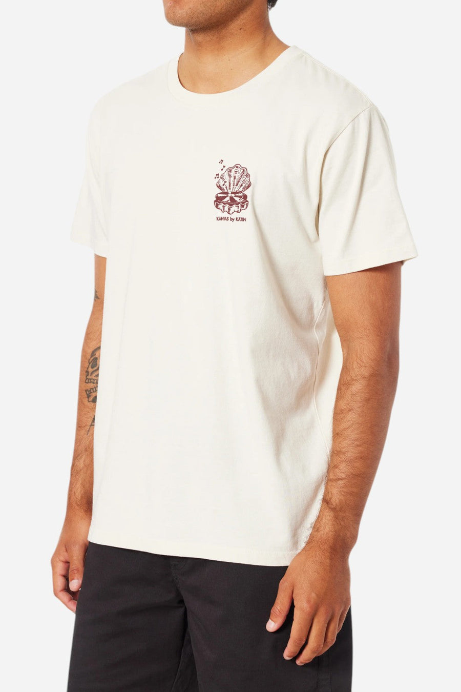 Katin Vibrations Tee in Vintage White – side view