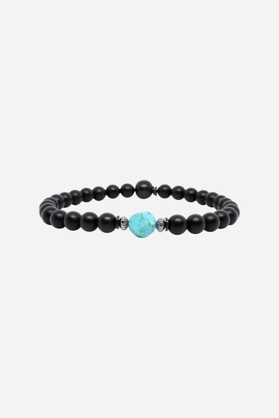 Kenton Michael Lite Turquoise Faceted Gemstone Black Onyx Men's Bracelet - Medium – front view