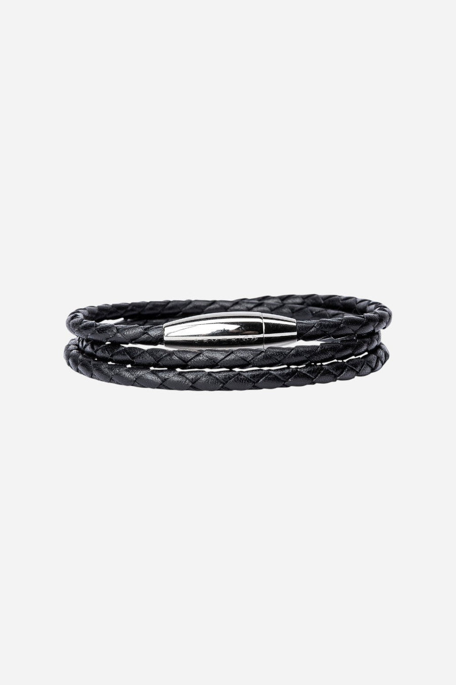 Kenton Michael Mediterranean Black Braided Leather Wrap - Large – front view
