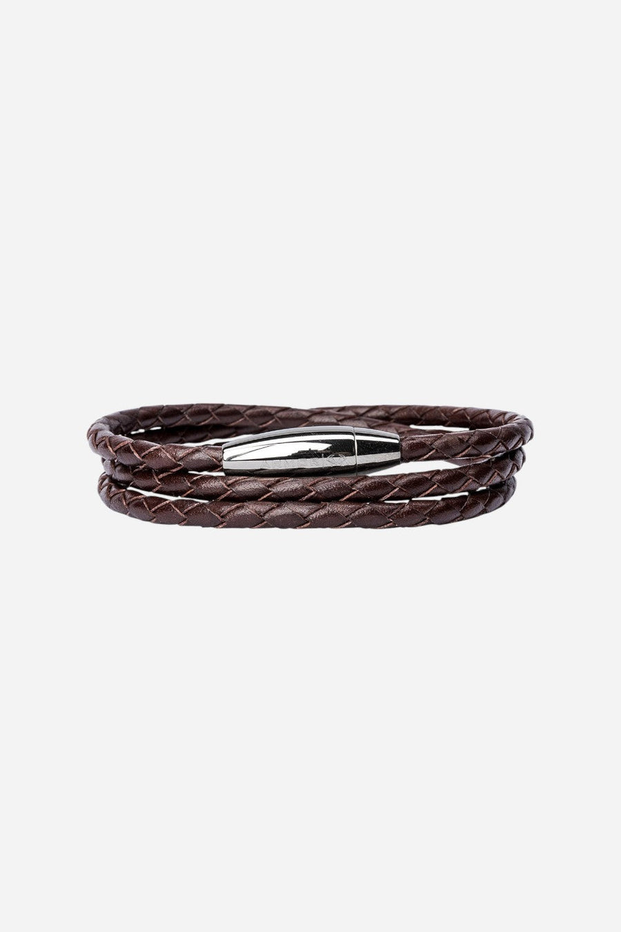 Kenton Michael Mediterranean Chocolate Braided Leather Wrap - Medium – front view