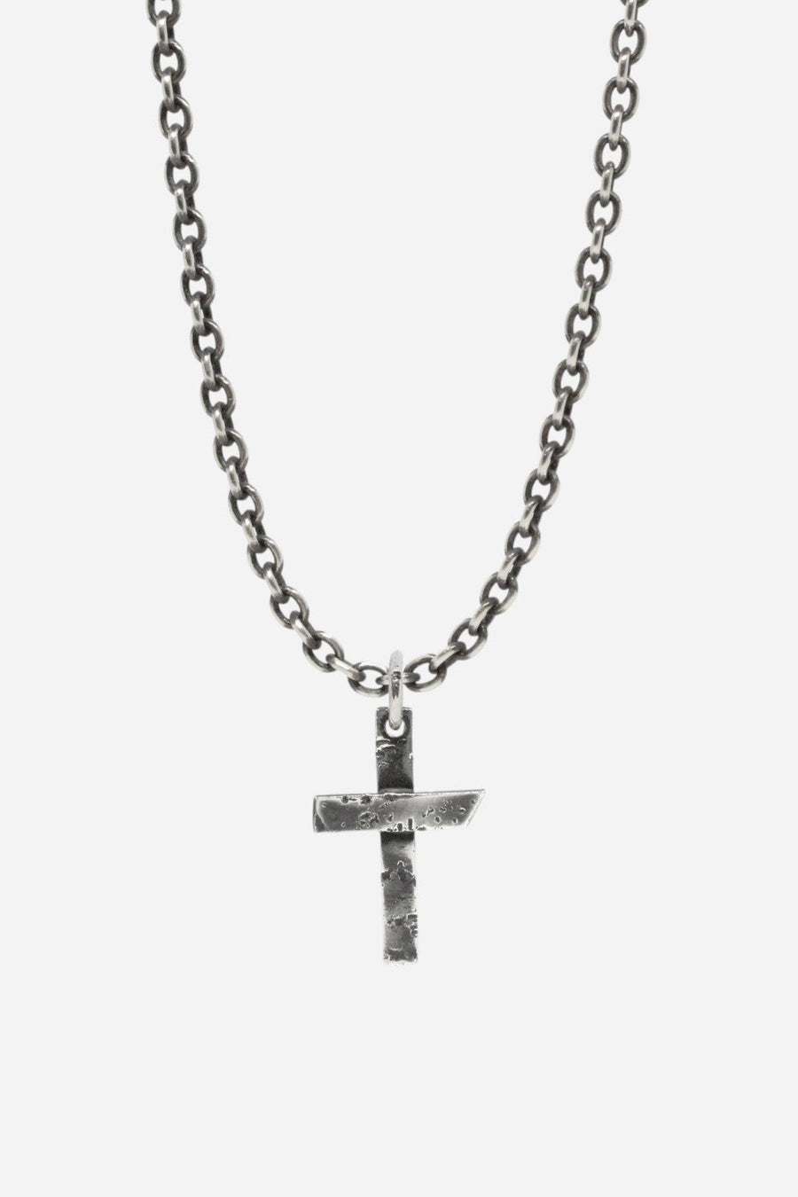 Kenton Michael Rustic Sterling Silver Cross Chain Necklace – front view