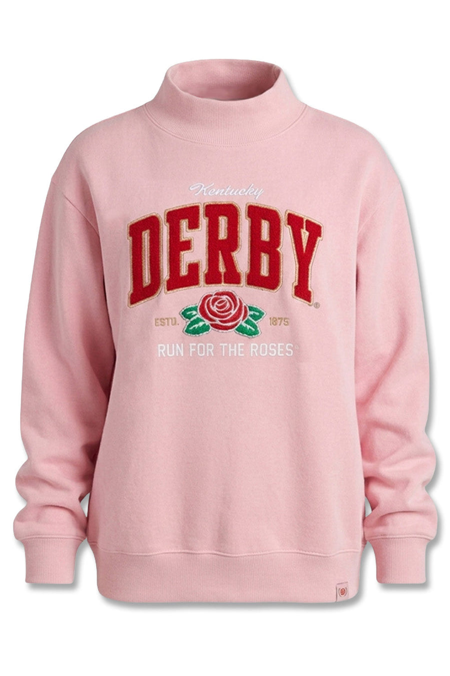 Kentucky Derby 152 Pink Chenille Rose Mock Neck – back view