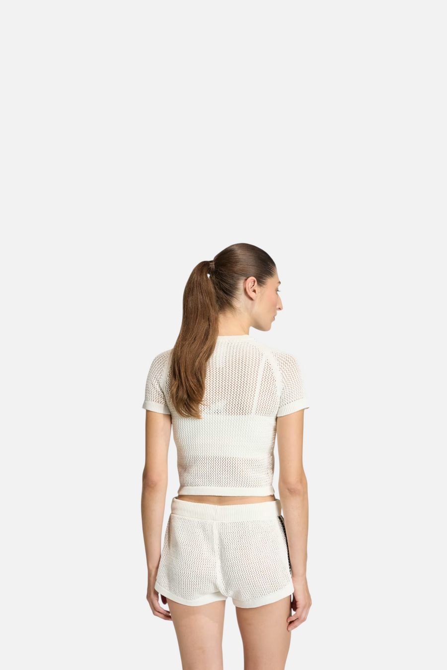 Adidas Knitted Crochet Cali Tee in Off White