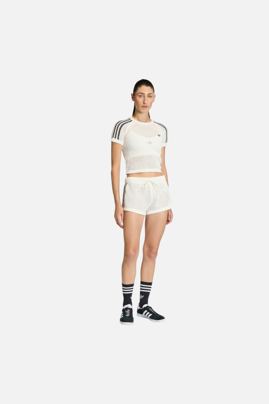 Adidas Knitted Crochet Cali Tee in Off White