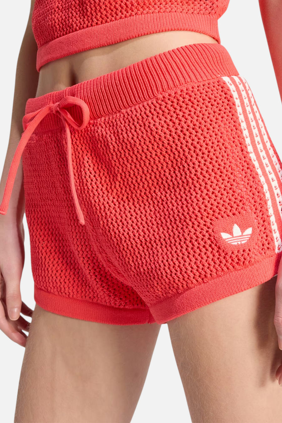 Adidas Knitted Crochet Shorts Semi Lucid Red