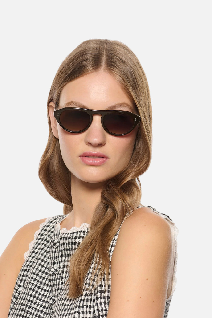 Krewe Billie Sunglasses in Bronze Metallic + Bone – side view