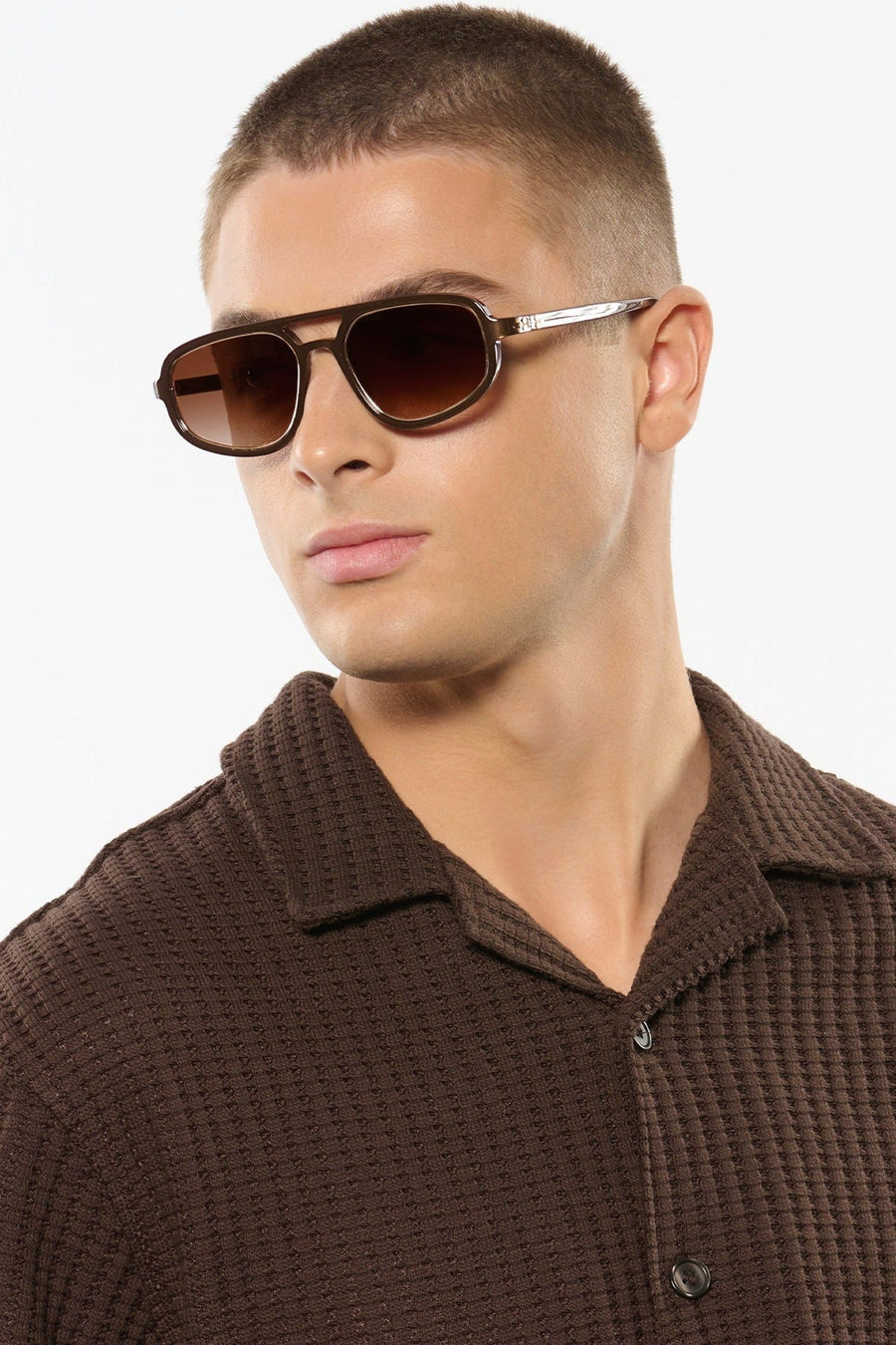 Krewe Jordan Sunglasses in Bronze Metallic + 12K – side view