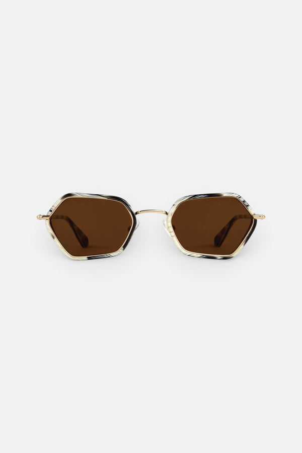 Krewe Sukie Sunglasses in 18K + Bone