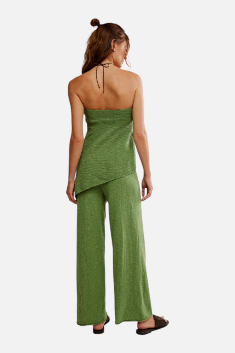 Free People Women's Krista Cotton-Linen Sweater Set in Green Eyes
