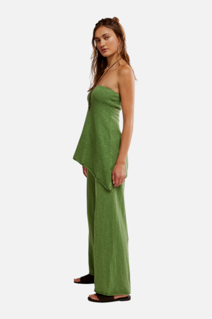 Free People Women's Krista Cotton-Linen Sweater Set in Green Eyes