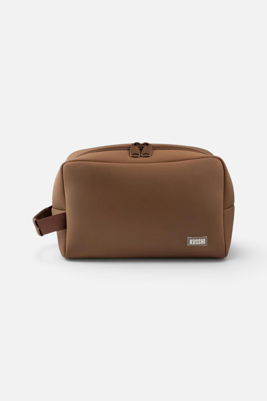 Kusshi Neoprene Dopp Kit in Chocolate Brown – front view