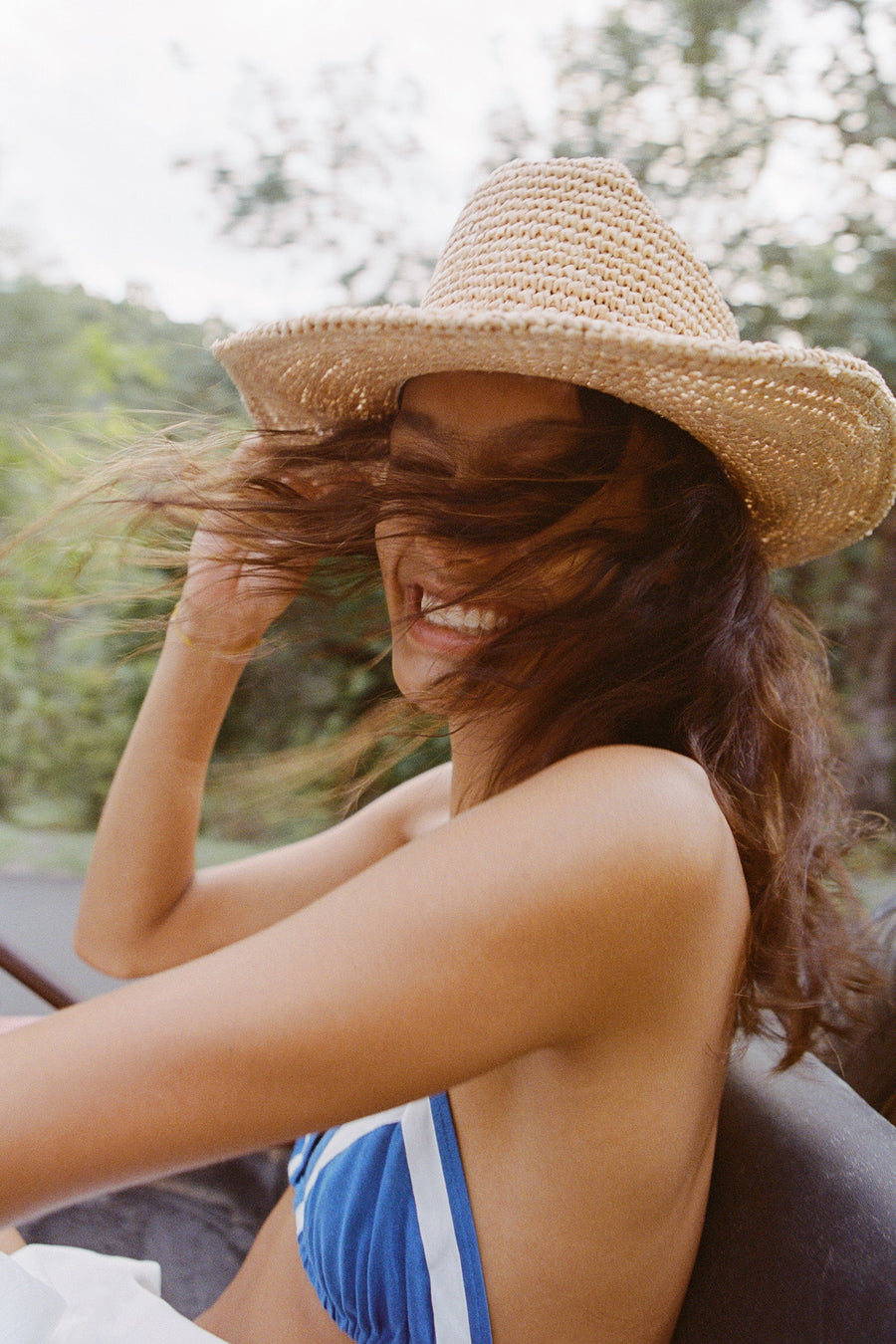 Lack of Color Raffia Cowboy in Natural – flat lay