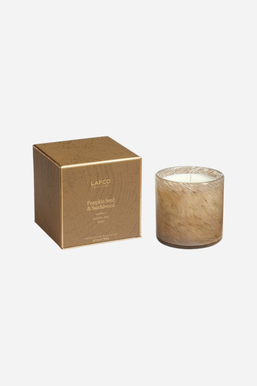 Lafco Pumpkin Seed & Sandalwood Classic Candle – back view