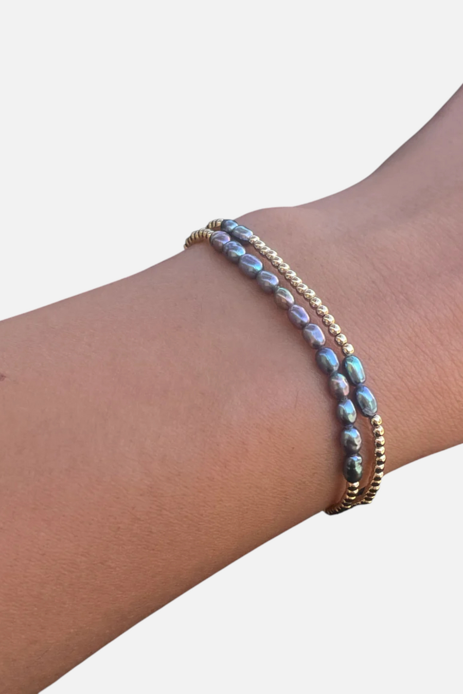 Laren Lazar Ember Pearl Bracelet Stack 6.25" – front view