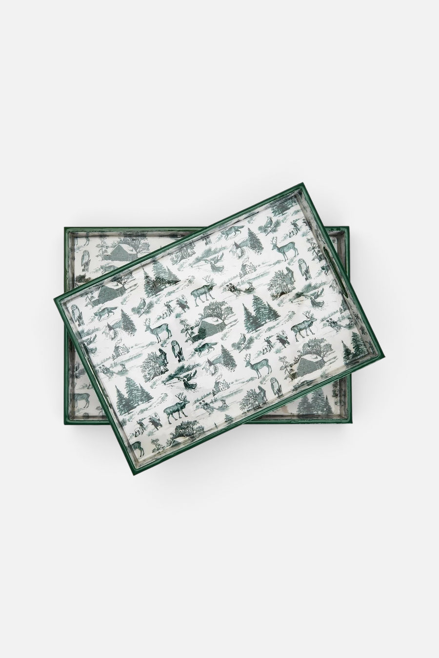 Large Green Forest Christmas Rectangle Gallery Tray – front view