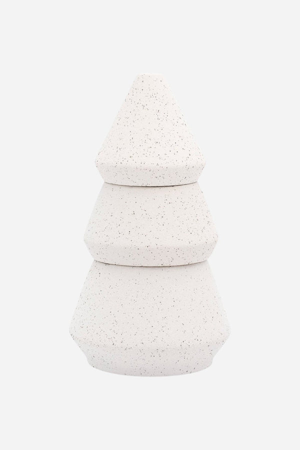 Large Tree Stack Candle in White